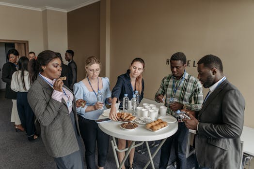 attendees networking at a conference