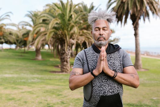 a person meditating in a peaceful setting