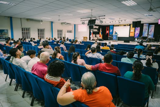 an academic networking at a conference