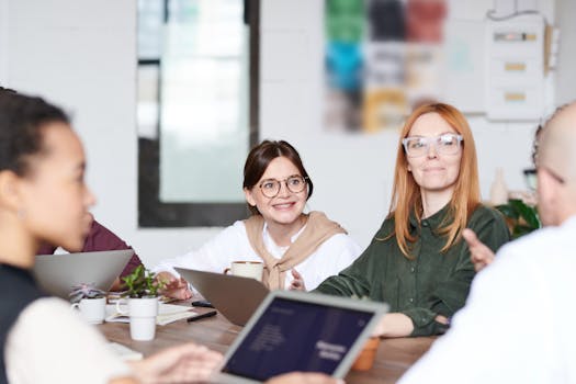 a group of colleagues discussing a project